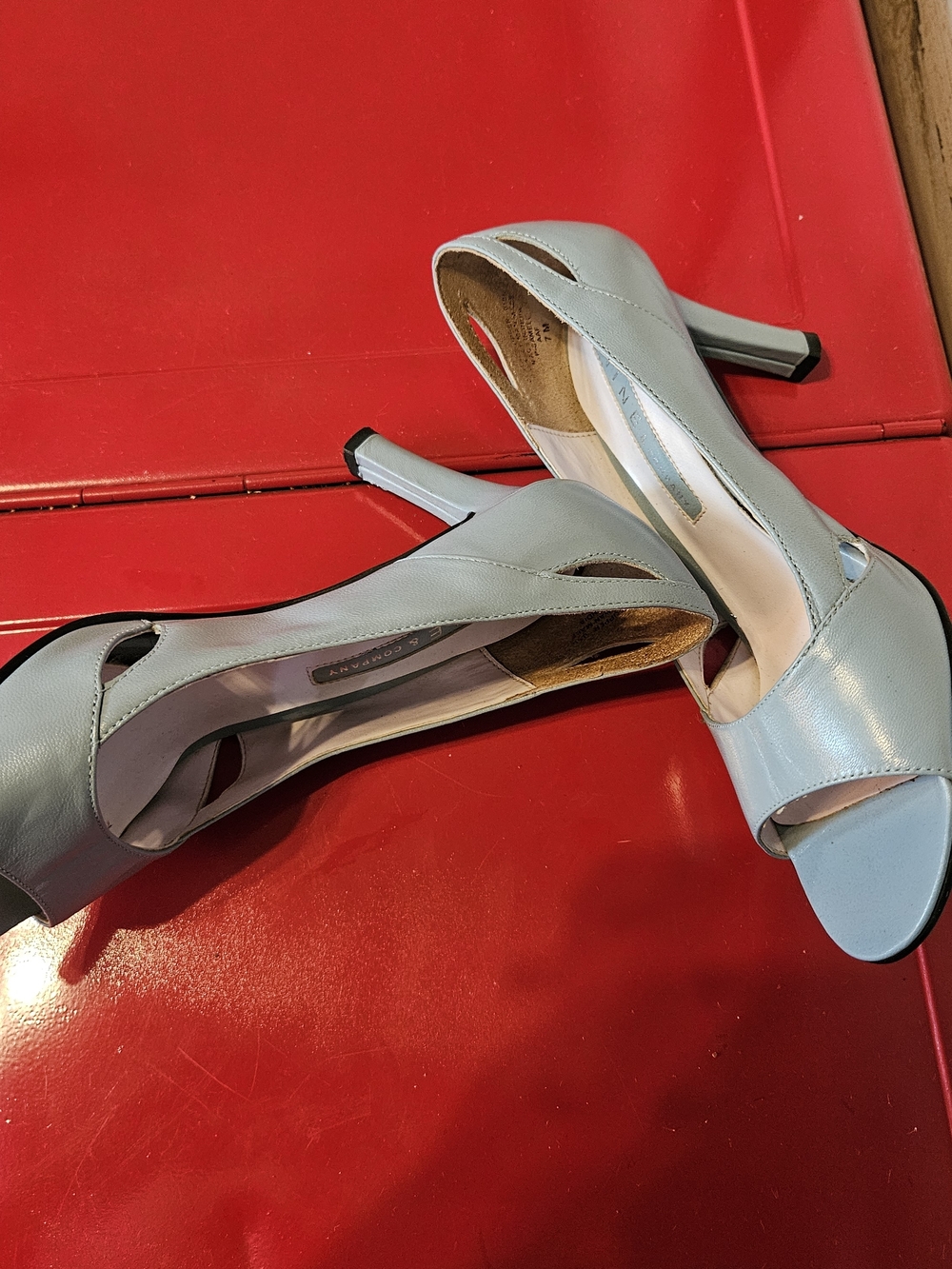Light Blue Peep-Toe High Heels - Women's Dress Pumps